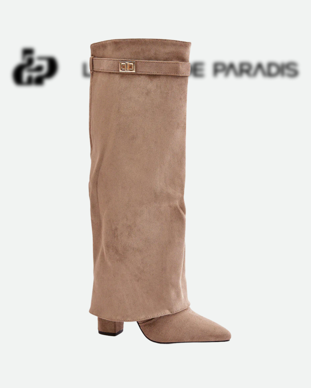 L’Amoura Haute Suede Knee-High Boots Beige Sable