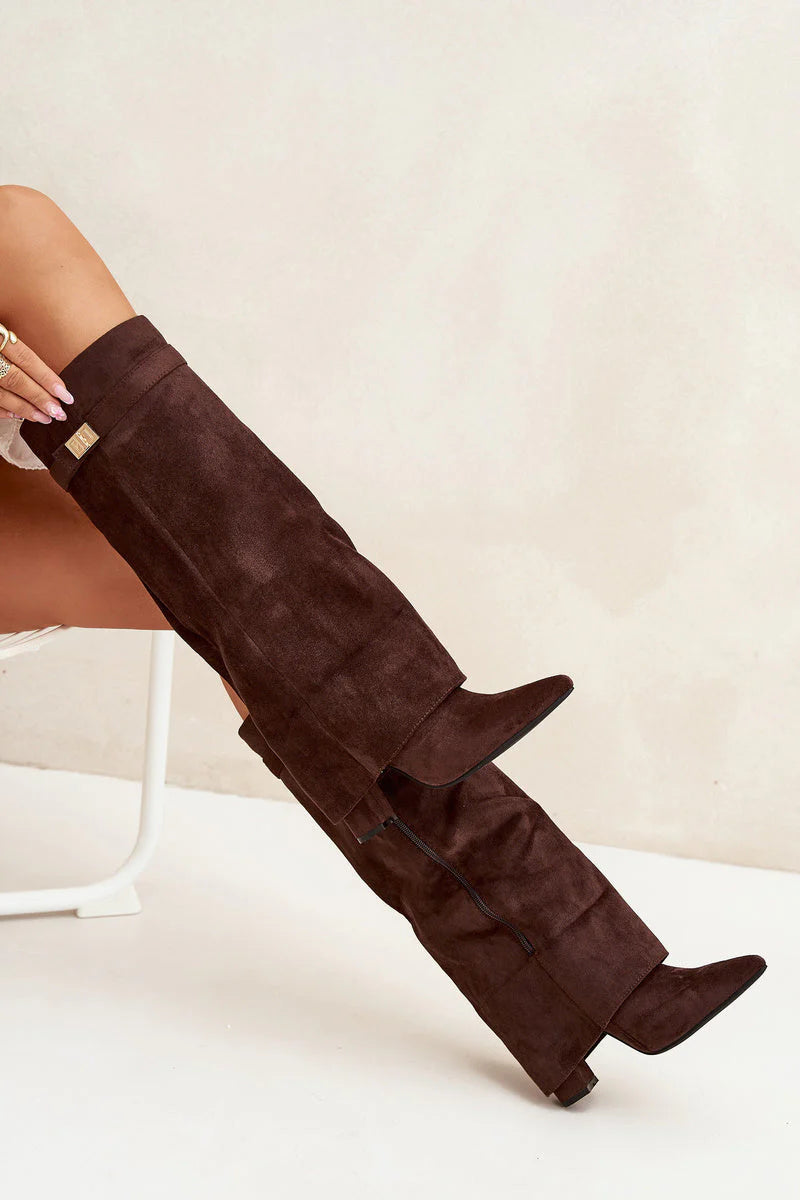 L’Amoura Haute Suede Knee-High Boots Brun