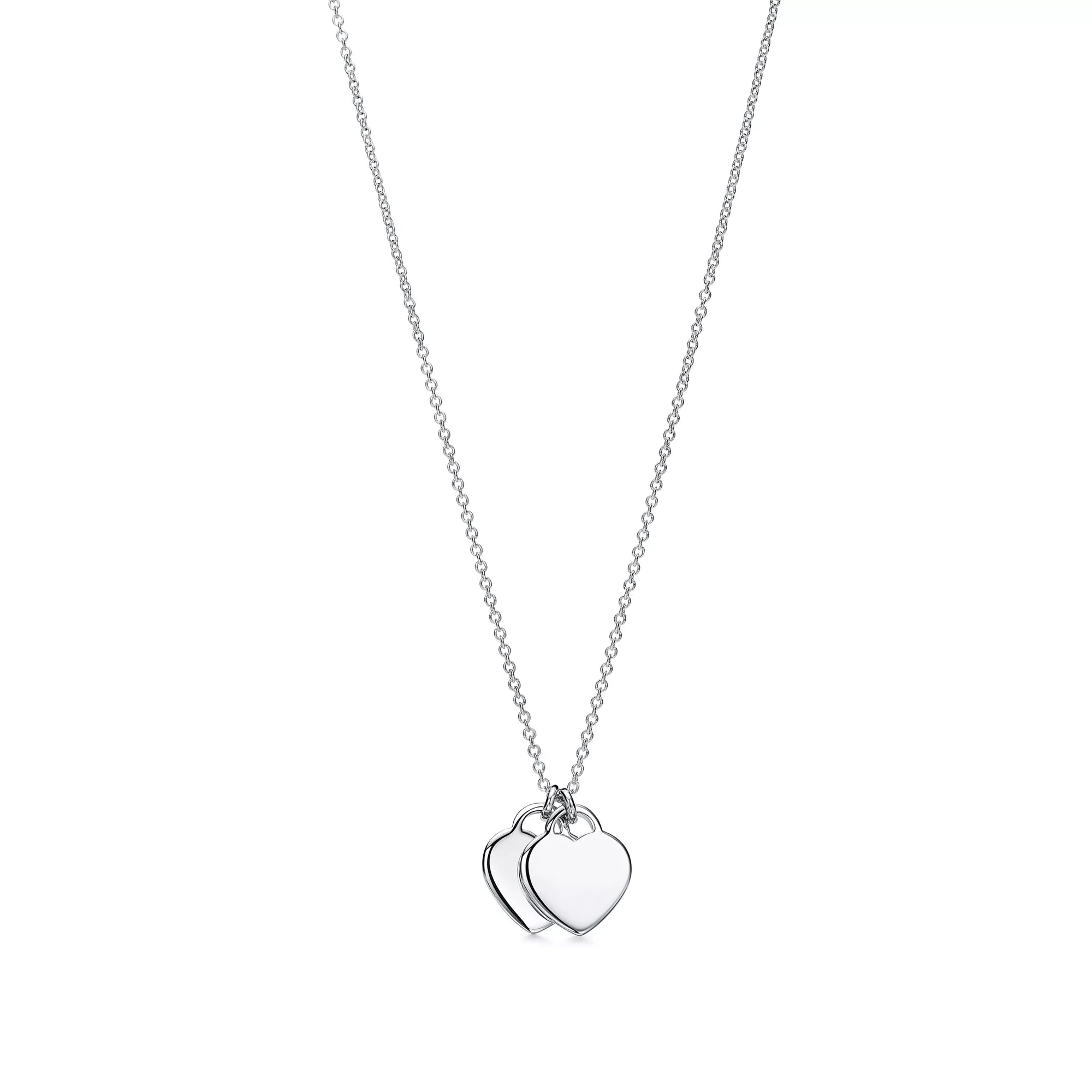 Pembe Mini Çift Kalp Etiket Kolye – 925 Ayar Gümüş