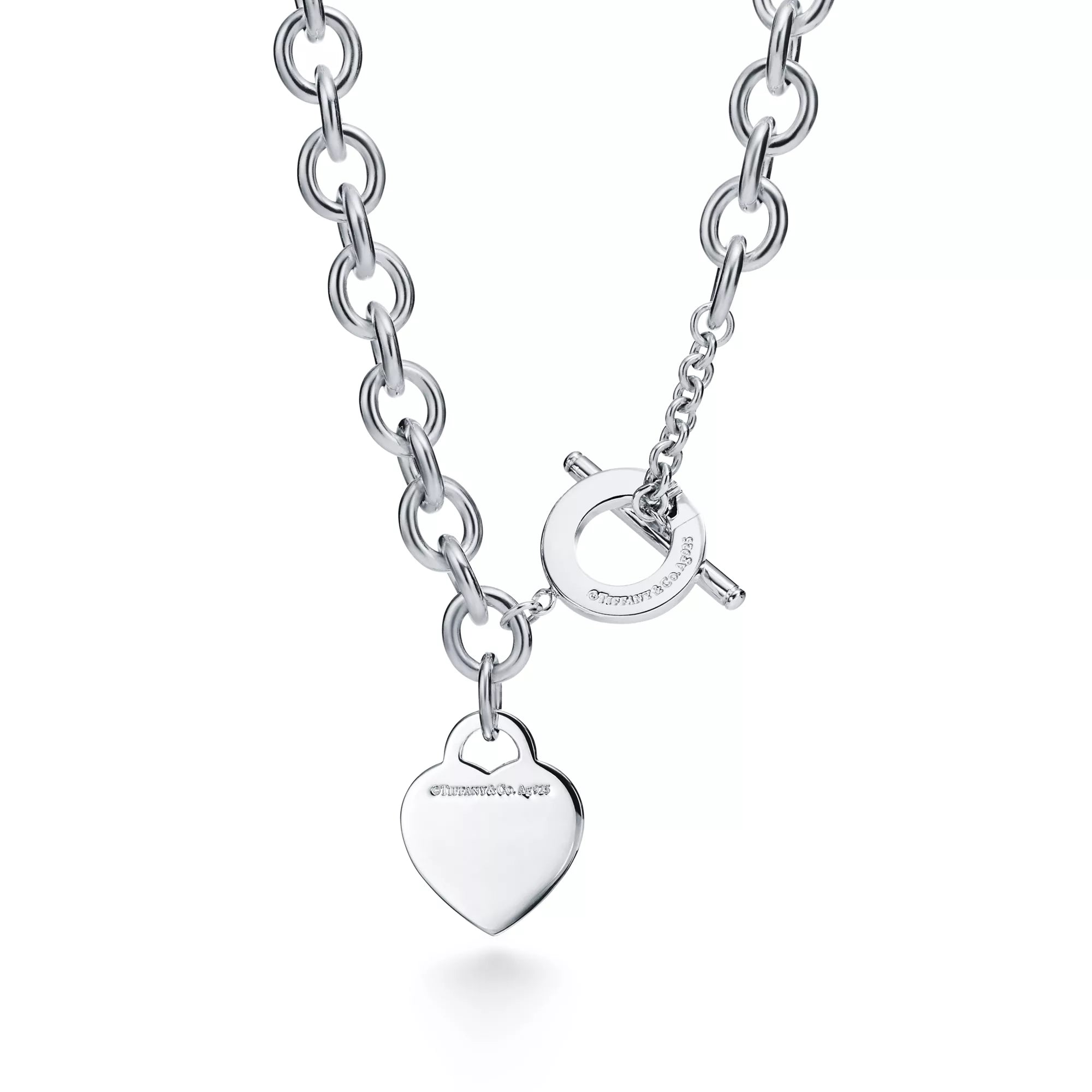 Kalp Etiketli Toggle Zincir Kolye – 925 Ayar Gümüş