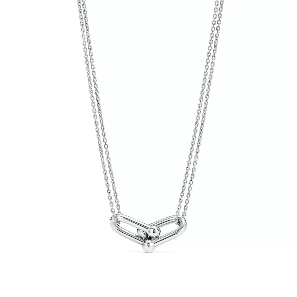 Büyük Çift Halkalı Kolye – 925 Ayar Gümüş