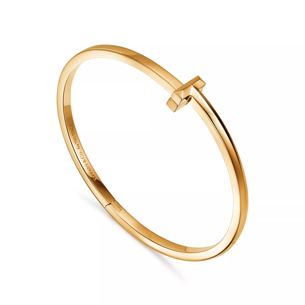 Sarı Altın Kaplama T1 İnce Menteşeli Bilezik – 925 Ayar Gümüş