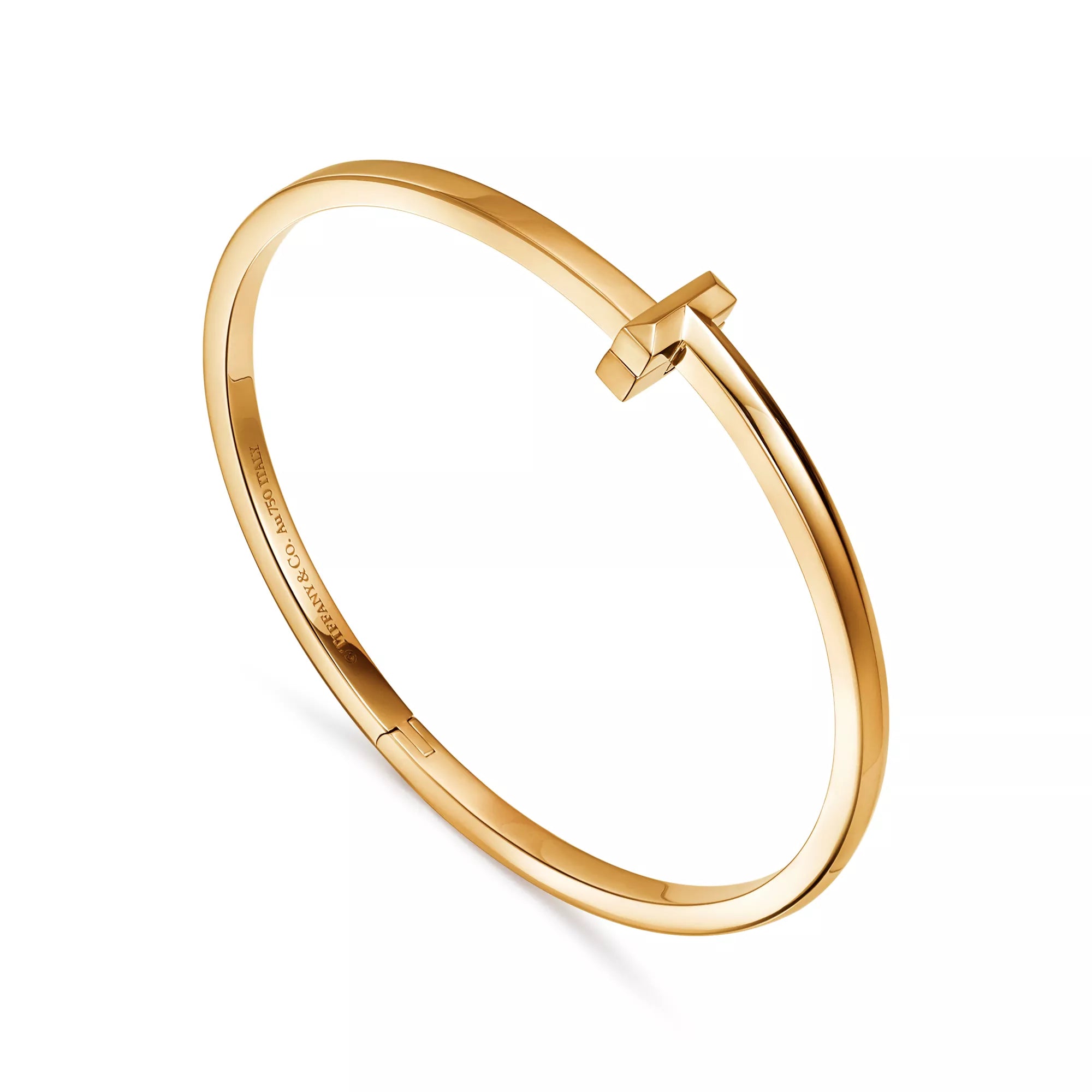 Sarı Altın Kaplama T1 İnce Menteşeli Bilezik – 925 Ayar Gümüş