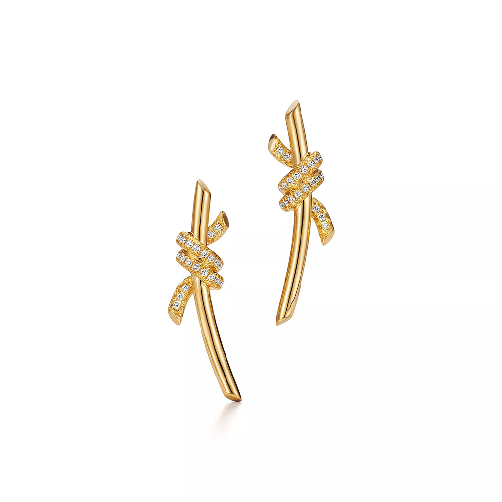 Pırlantalı Sarı Altın Kaplama Küpe – 925 Ayar Gümüş