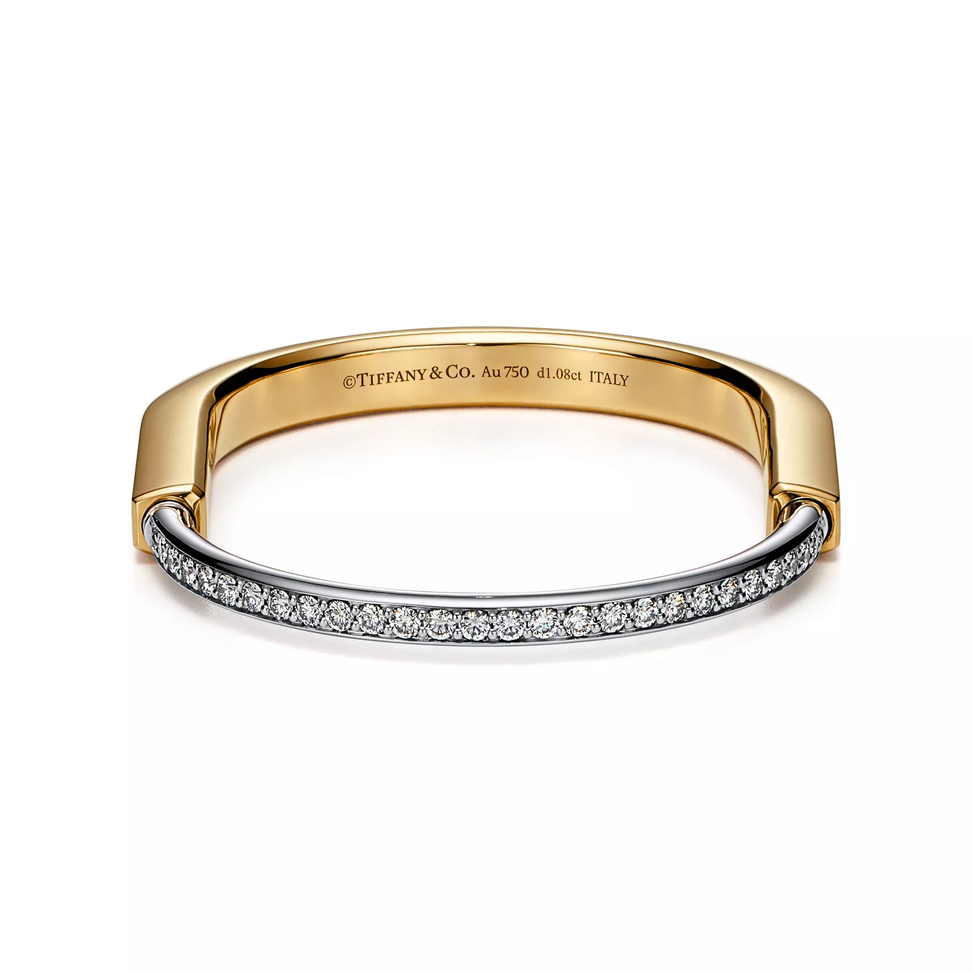 Sarı ve Beyaz Altın Kaplama Yarım Pavé Pırlantalı Bilezik – 925 Ayar Gümüş