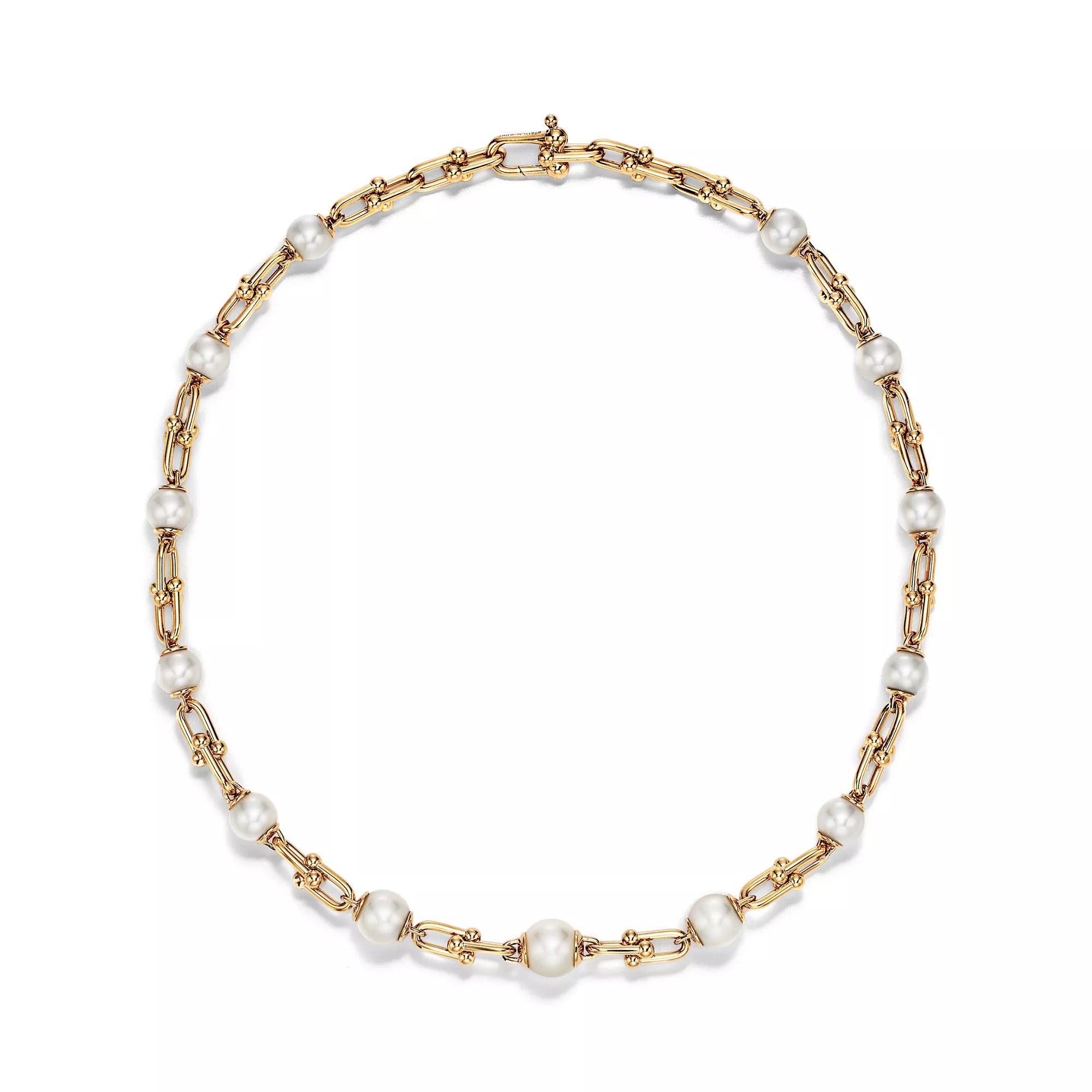 İncili Sarı Altın Kaplama Dereceli Zincir Kolye – 925 Ayar Gümüş