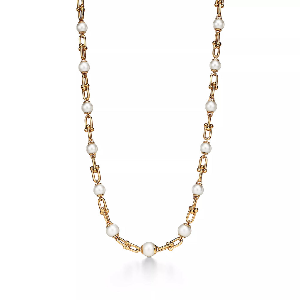 İncili Sarı Altın Kaplama Dereceli Zincir Kolye – 925 Ayar Gümüş