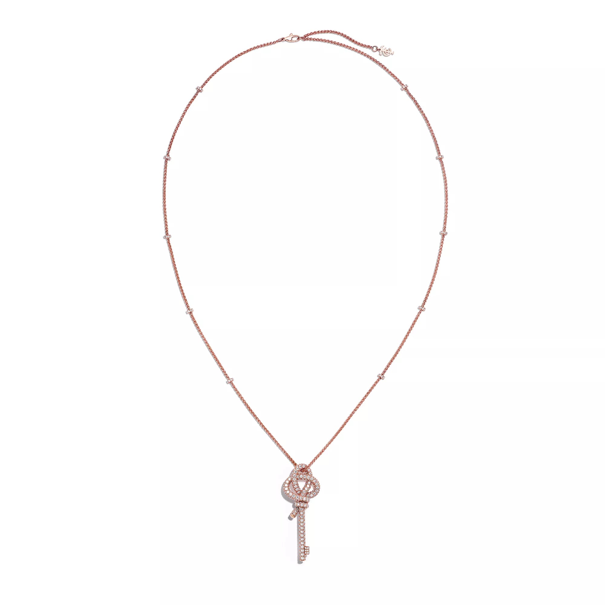 Pırlantalı Rose Gold Kaplama Ekstra Büyük Anahtar Kolye – 925 Ayar Gümüş