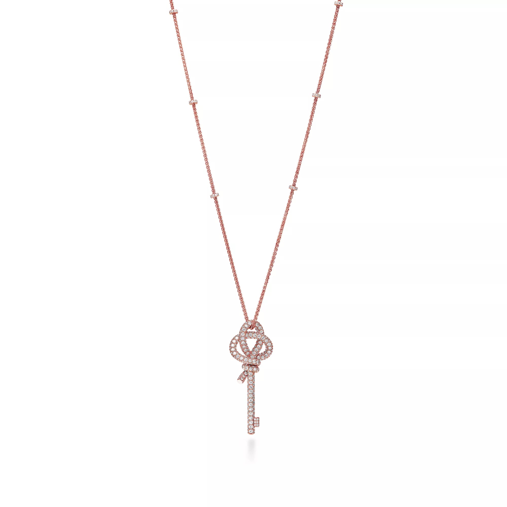 Pırlantalı Rose Gold Kaplama Ekstra Büyük Anahtar Kolye – 925 Ayar Gümüş