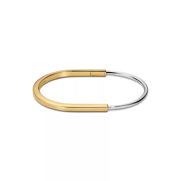 Sarı ve Beyaz Altın Kaplama İnce Bilezik – 925 Ayar Gümüş