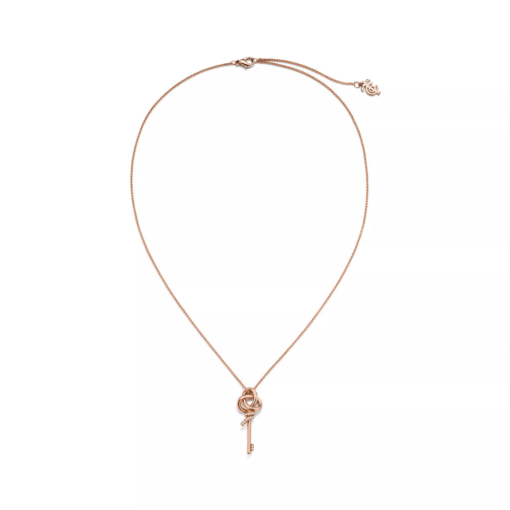 Pırlantalı Rose Gold Kaplama Mini Anahtar Kolye – 925 Ayar Gümüş