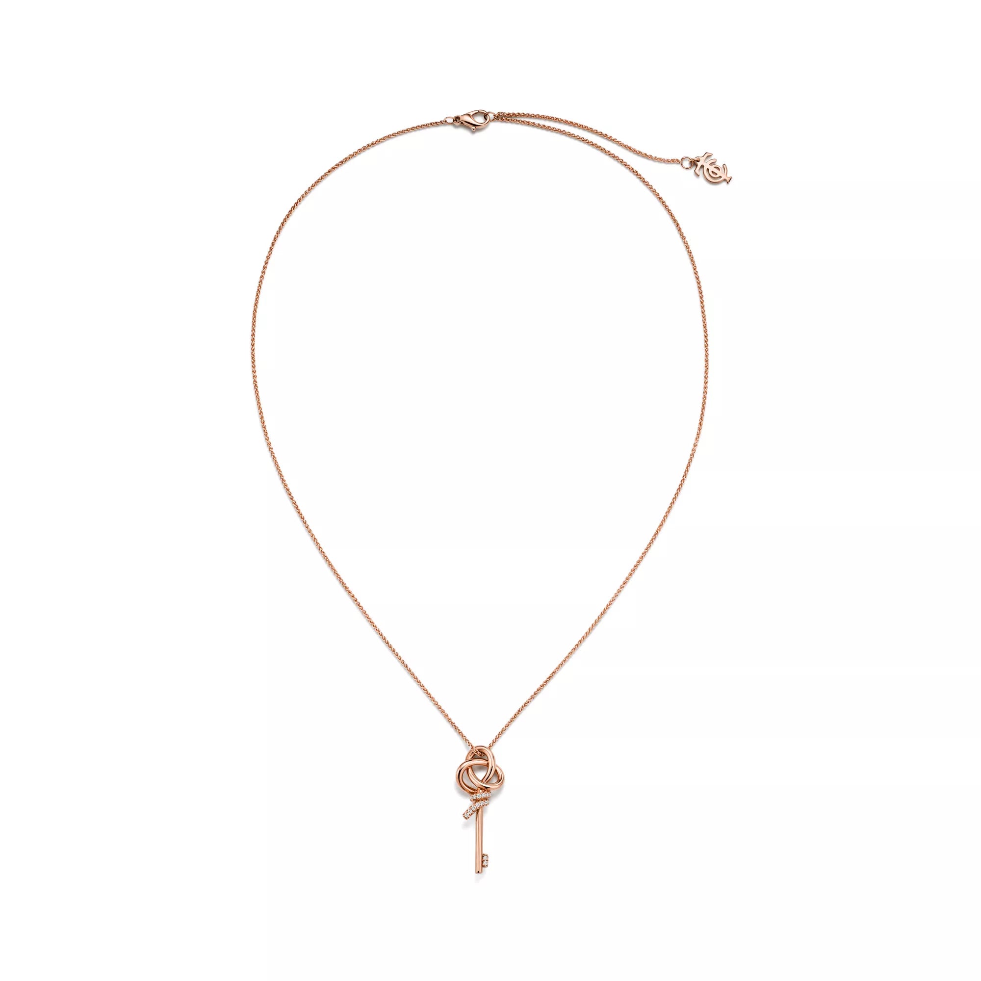 Pırlantalı Rose Gold Kaplama Mini Anahtar Kolye – 925 Ayar Gümüş