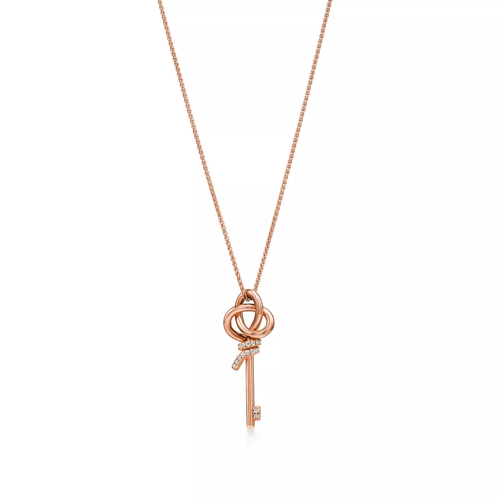 Pırlantalı Rose Gold Kaplama Mini Anahtar Kolye – 925 Ayar Gümüş