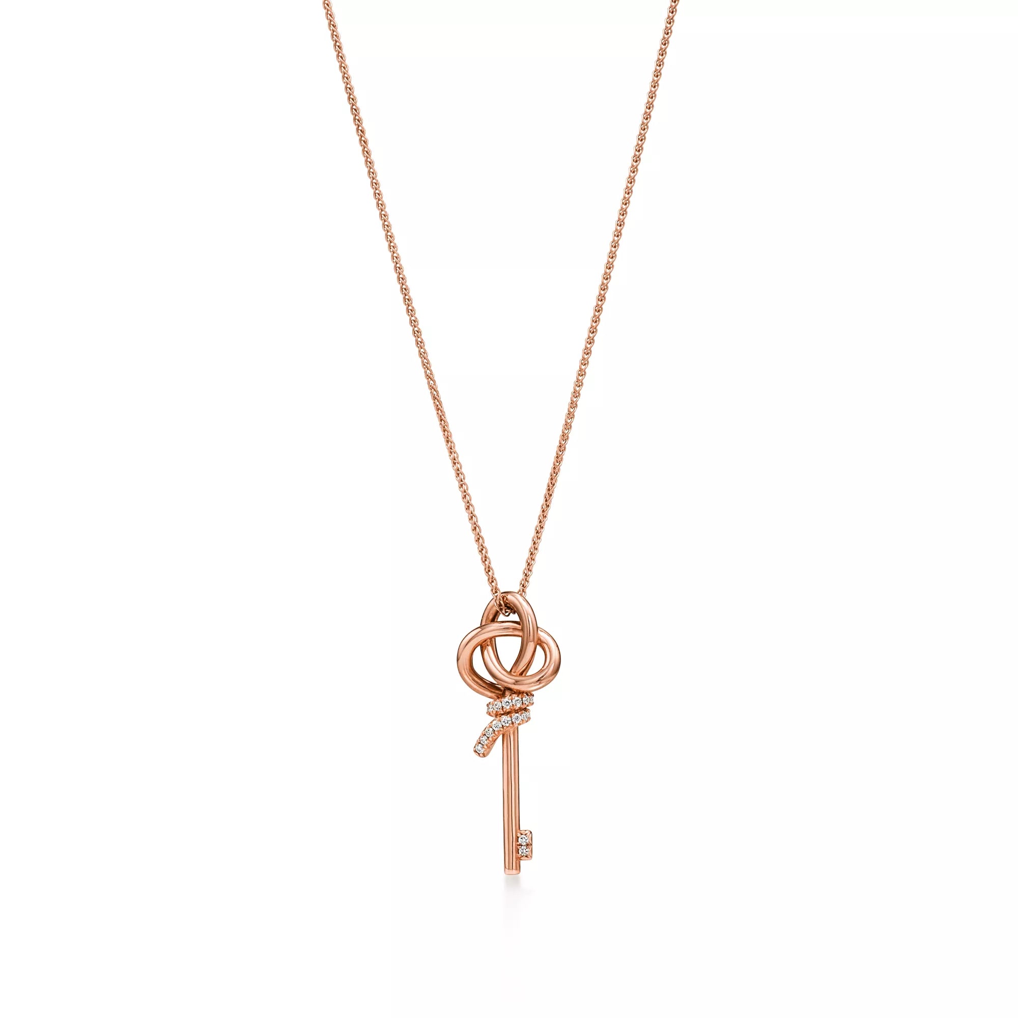 Pırlantalı Rose Gold Kaplama Mini Anahtar Kolye – 925 Ayar Gümüş