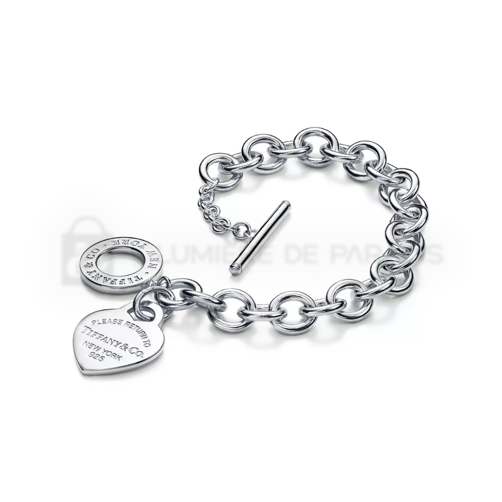 Kalp Etiketli Toggle Bileklik – 925 Ayar Gümüş