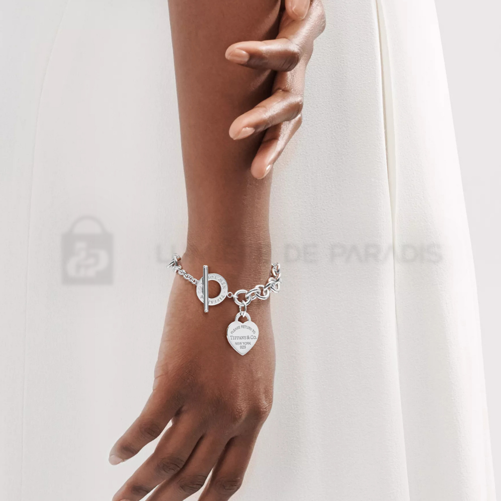 Kalp Etiketli Toggle Bileklik – 925 Ayar Gümüş