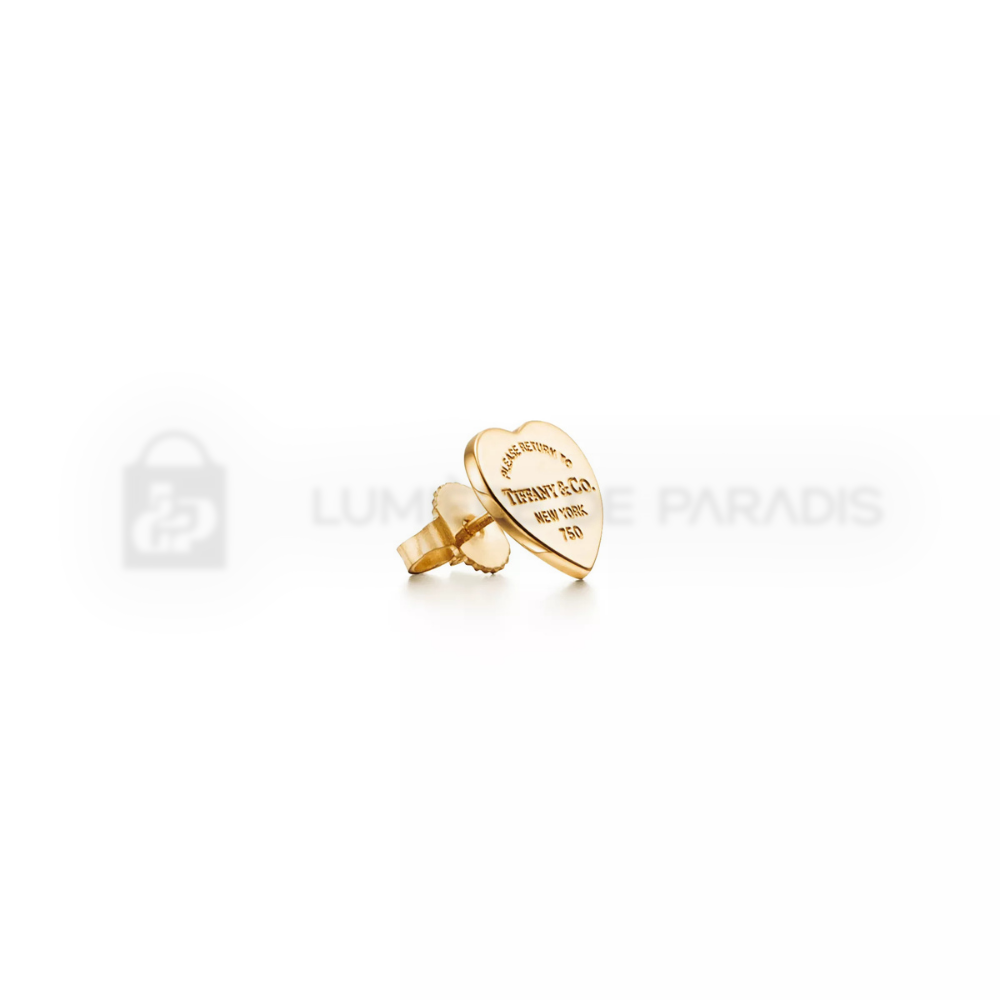 Sarı Altın Kaplama Mini Kalp Etiket Çivi Küpe – 925 Ayar Gümüş