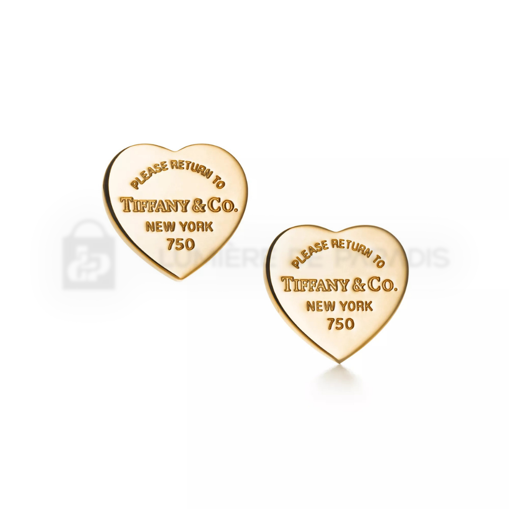 Sarı Altın Kaplama Mini Kalp Etiket Çivi Küpe – 925 Ayar Gümüş