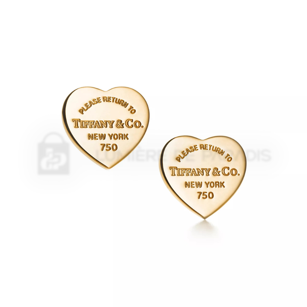 Sarı Altın Kaplama Mini Kalp Etiket Çivi Küpe – 925 Ayar Gümüş