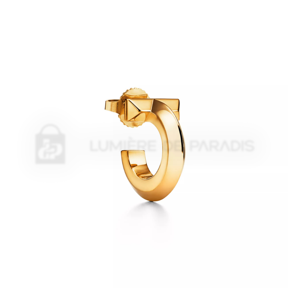 Sarı Altın Kaplama T1 Halka Küpe – 925 Ayar Gümüş