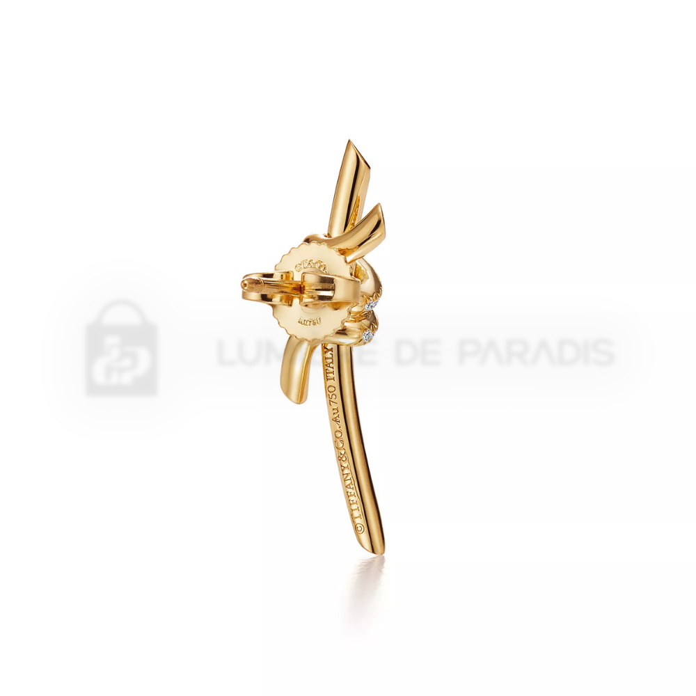 Pırlantalı Sarı Altın Kaplama Küpe – 925 Ayar Gümüş