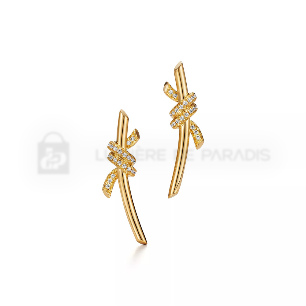 Pırlantalı Sarı Altın Kaplama Küpe – 925 Ayar Gümüş