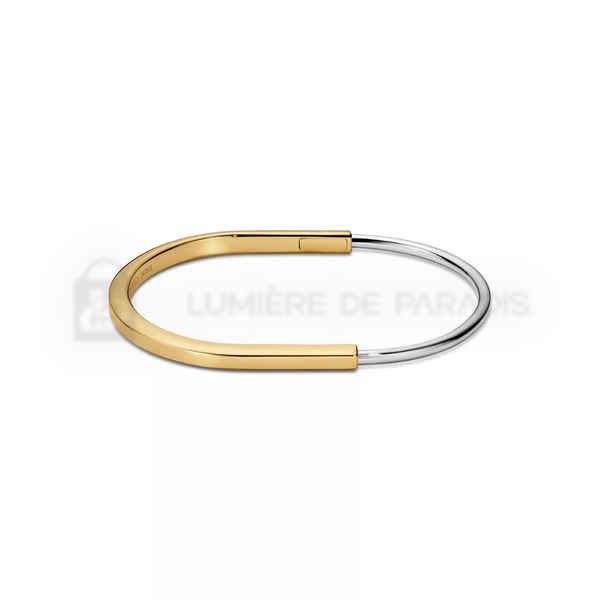 Sarı ve Beyaz Altın Kaplama İnce Bilezik – 925 Ayar Gümüş