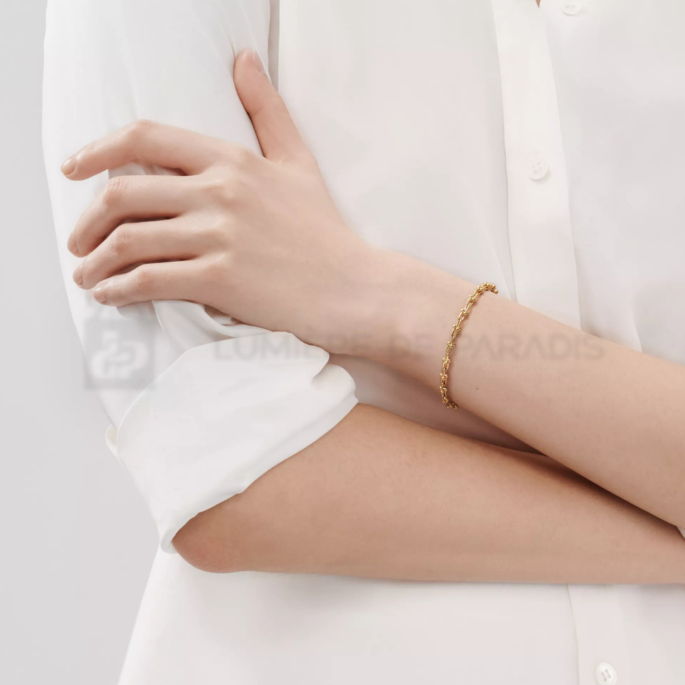 Sarı Altın Kaplama Mikro Zincir Bileklik – 925 Ayar Gümüş