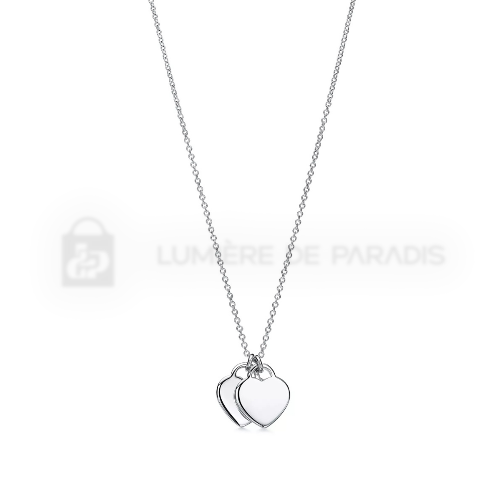 Mini Çift Kalp Etiket Kolye – 925 Ayar Gümüş
