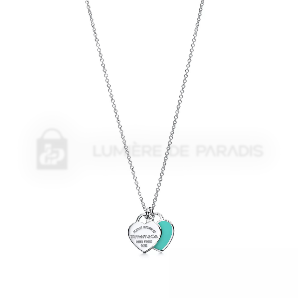 Mini Çift Kalp Etiket Kolye – 925 Ayar Gümüş