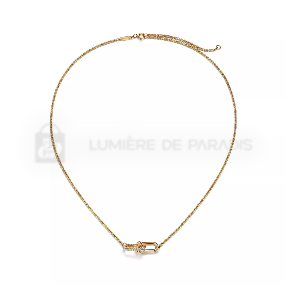 Pırlantalı Sarı Altın Kaplama Çift Halkalı Kolye – 925 Ayar Gümüş