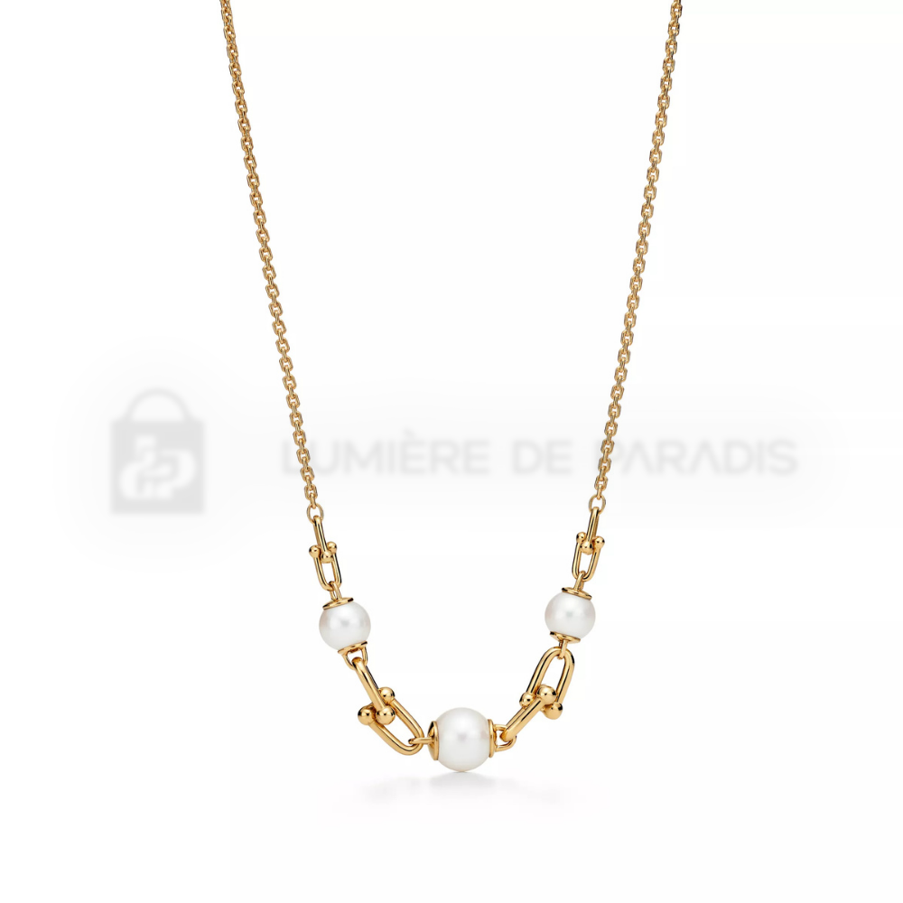 İnci Detaylı Sarı Altın Kaplama Zincir Kolye – 925 Ayar Gümüş