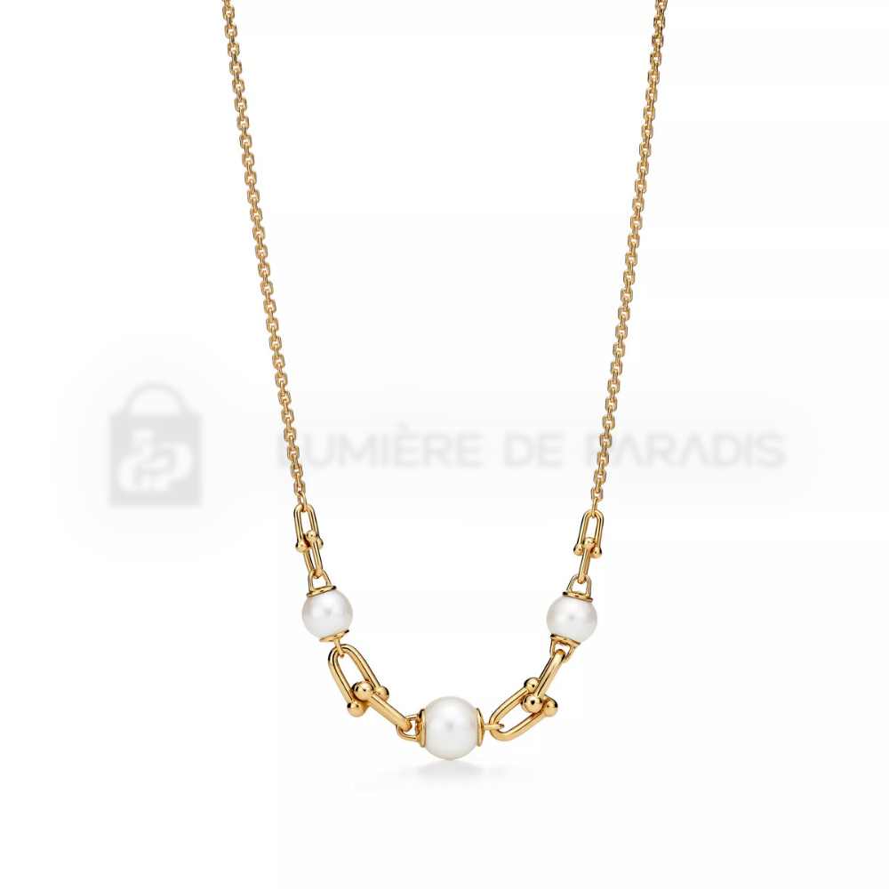 İnci Detaylı Sarı Altın Kaplama Zincir Kolye – 925 Ayar Gümüş