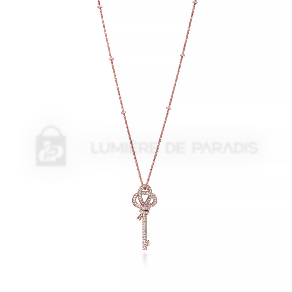 Pırlantalı Rose Gold Kaplama Ekstra Büyük Anahtar Kolye – 925 Ayar Gümüş