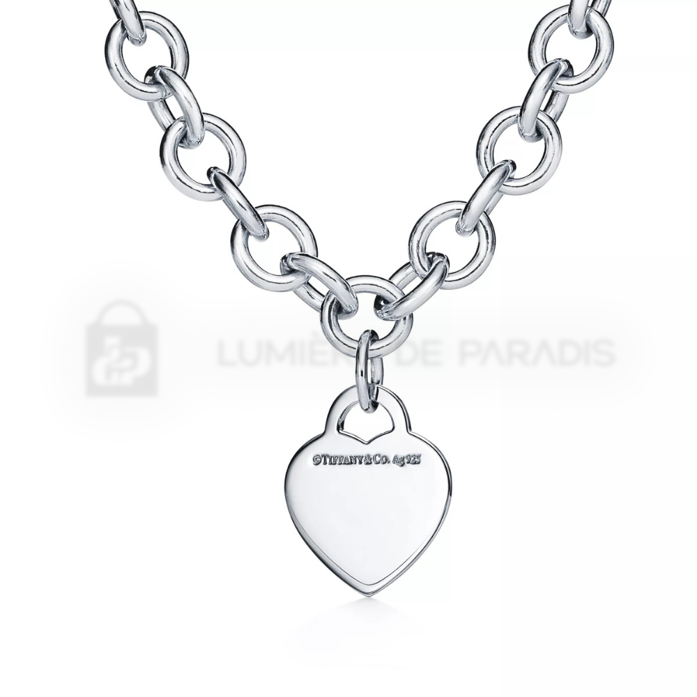 Kalp Etiketli Zincir Halkalı Kolye – 925 Ayar Gümüş