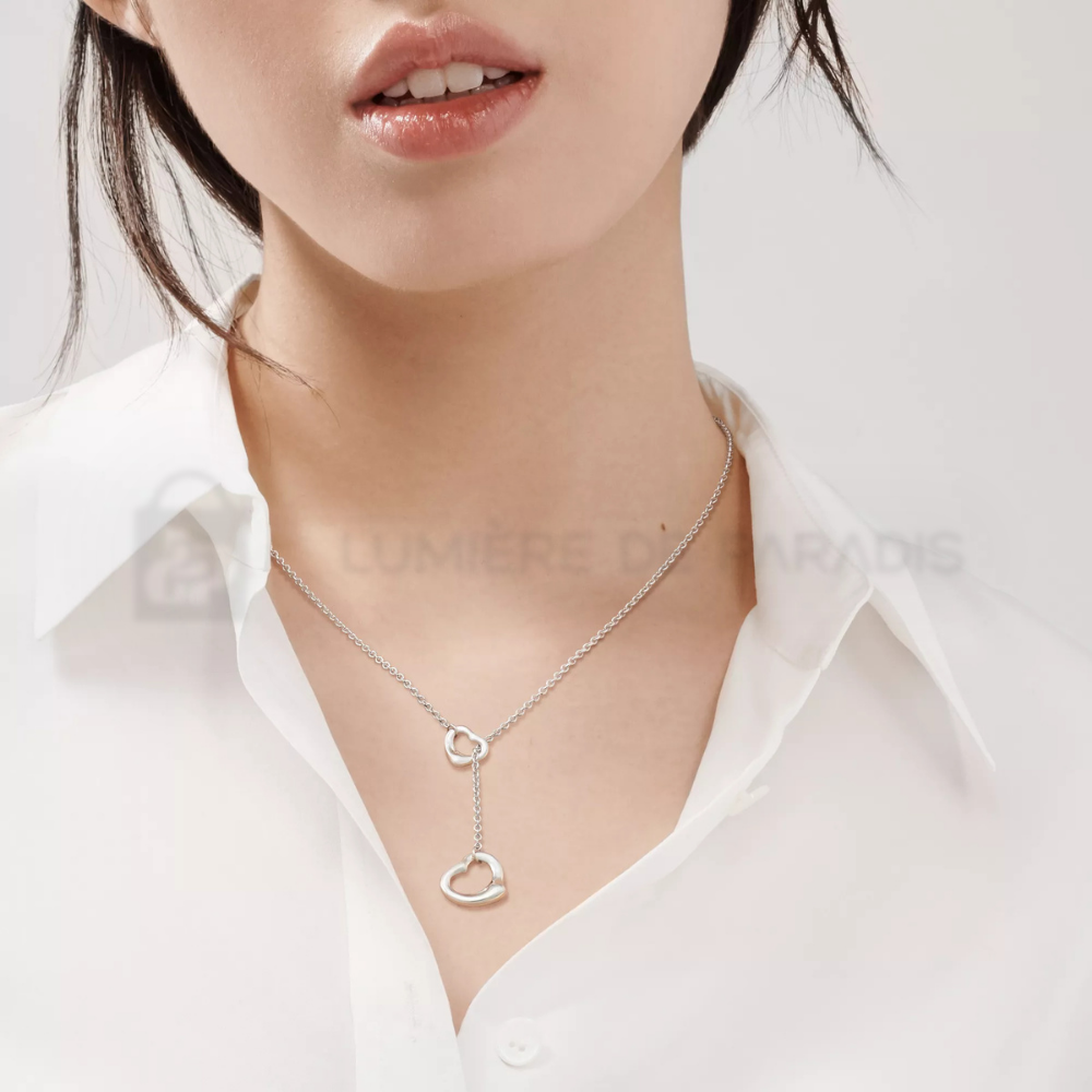 16 mm Açık Kalp Lariat Kolye – 925 Ayar Gümüş