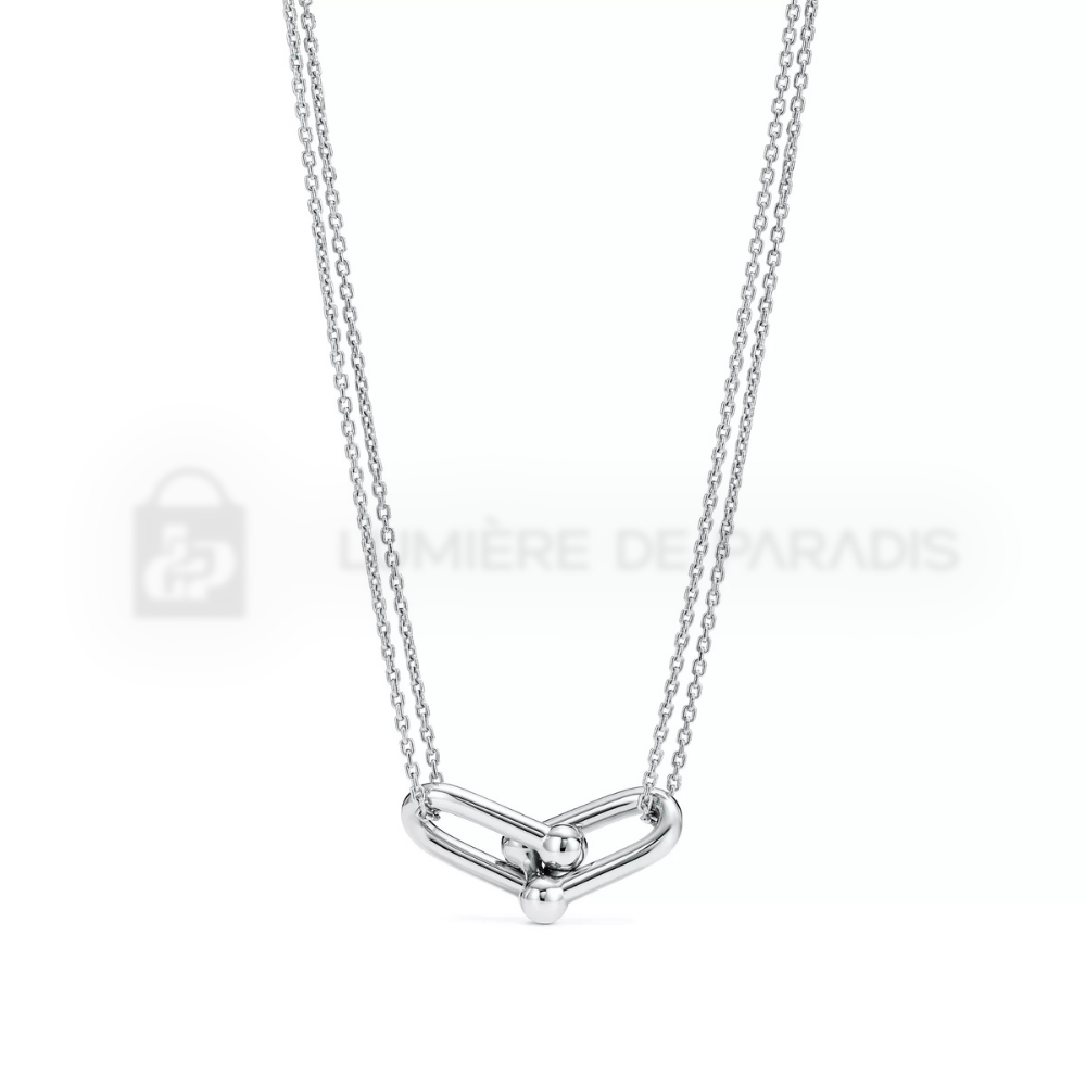 Büyük Çift Halkalı Kolye – 925 Ayar Gümüş