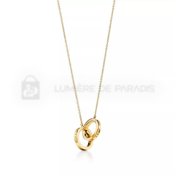 Sarı Altın Kaplama Birbirine Geçmeli Küçük Halka Kolye – 925 Ayar Gümüş