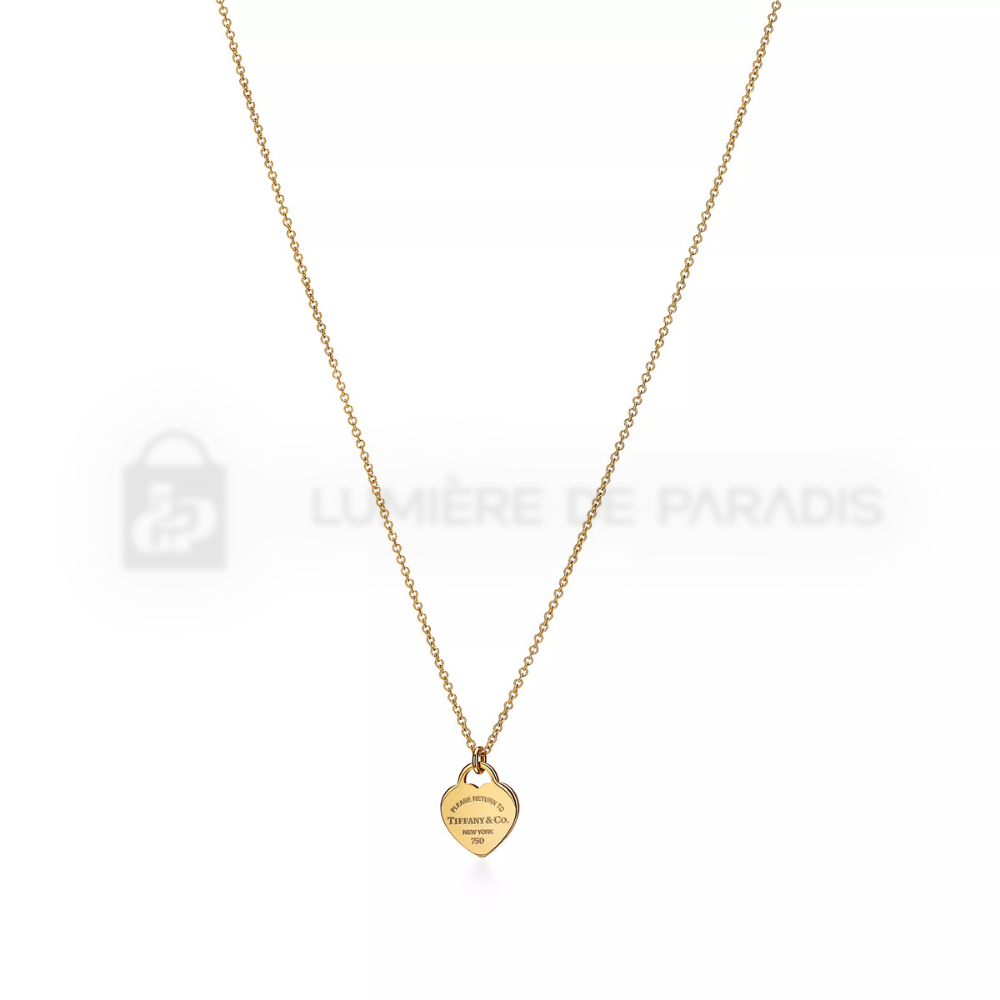 Sarı Altın Kaplama Mini Kalp Etiket Kolye – 925 Ayar Gümüş