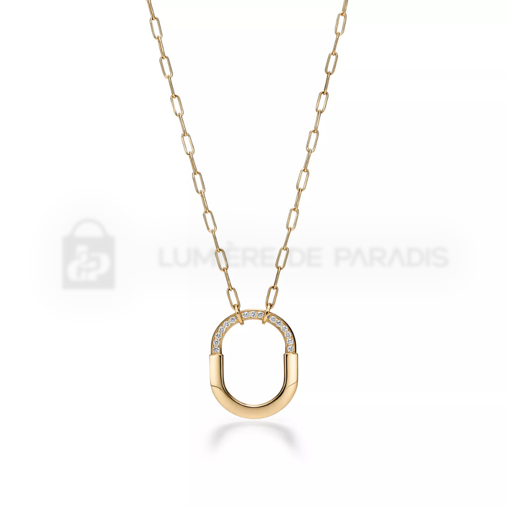 Pırlantalı Sarı Altın Kaplama Kolye – 925 Ayar Gümüş