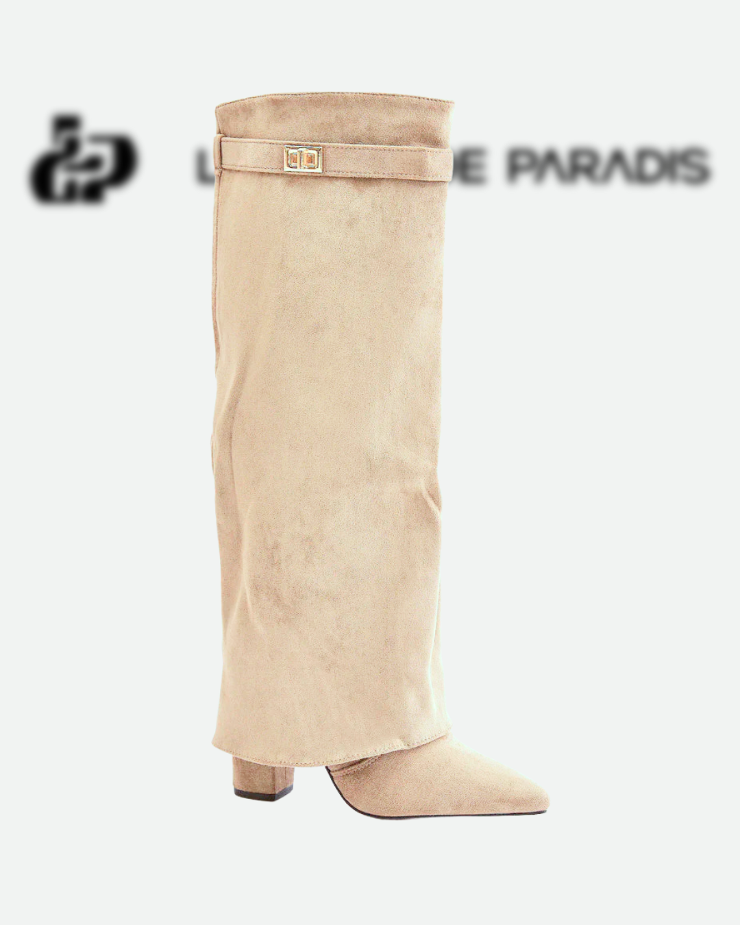 L’Amoura Haute Suede Knee-High Boots Beige Clair