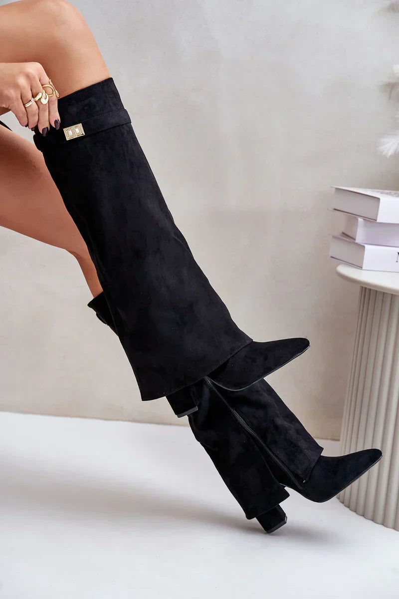 L’Amoura Haute Suede Knee-High Boots Noir