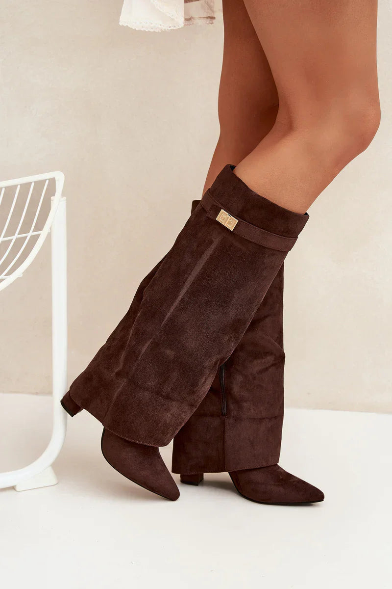 L’Amoura Haute Suede Knee-High Boots Brun