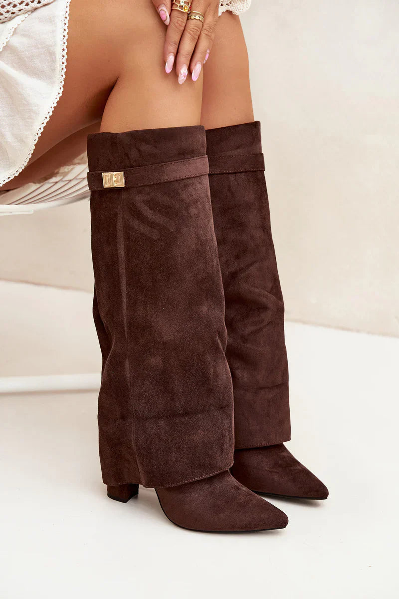 L’Amoura Haute Suede Knee-High Boots Brun